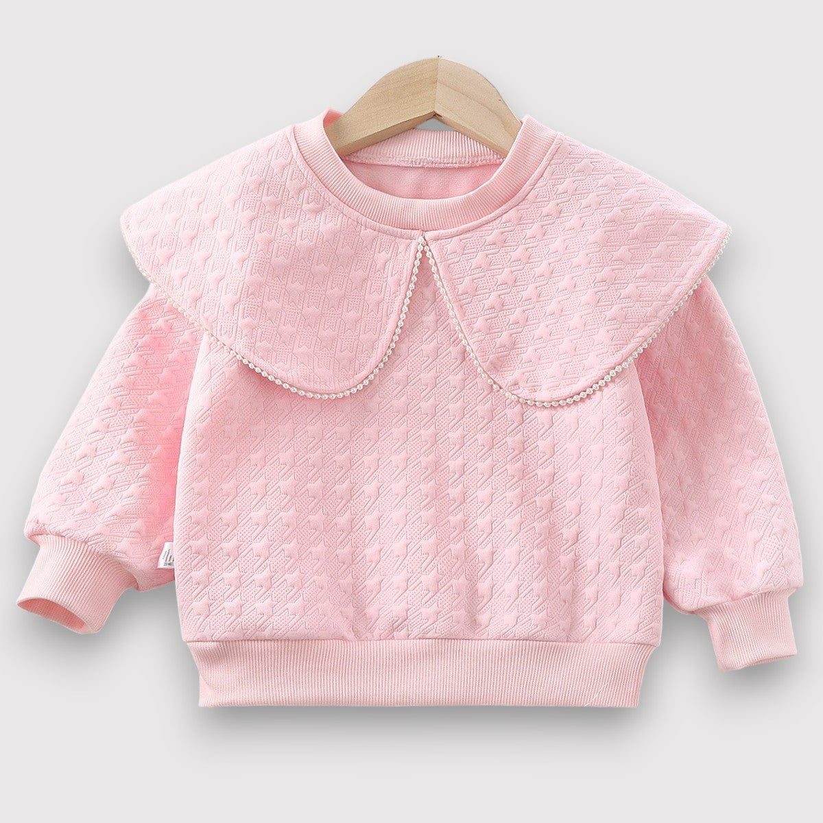 Girls Fleece Top-Pink Houndstooth